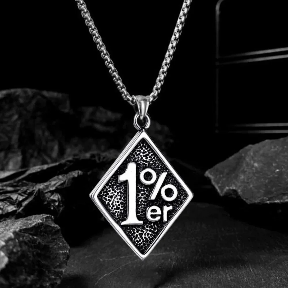 ❤️Fashion trend Retro 1%er square pendant necklace for women/men, N90201P179